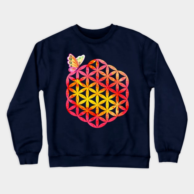 Flower of life, butterfly Crewneck Sweatshirt by Unelmoija